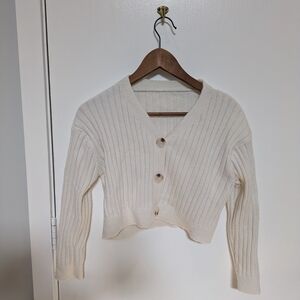 Cozy Cream Ribbed Cardigan Sweater